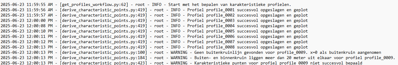 Logbestand met warnings